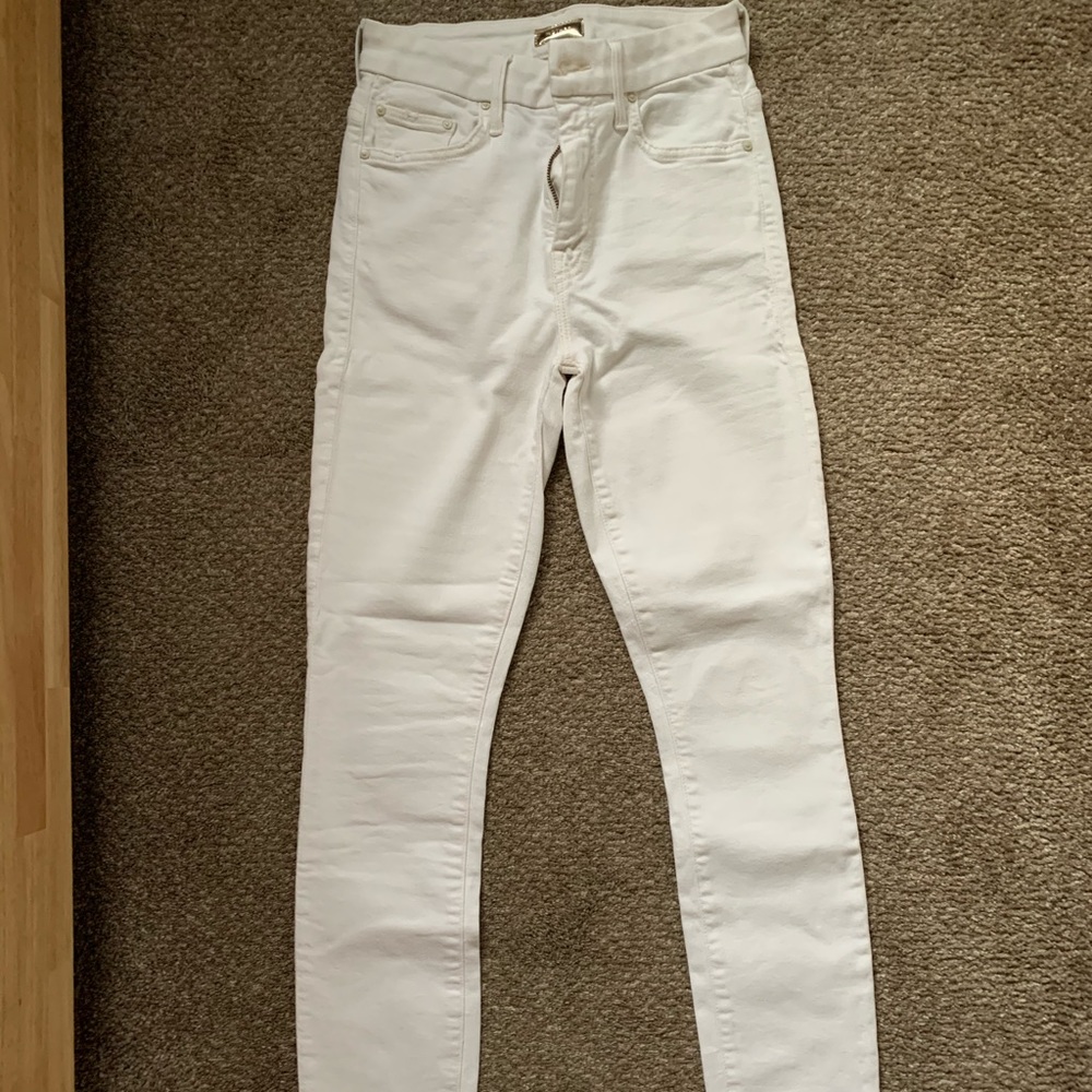 MOTHER: skinny, high waisted off white denim jeans